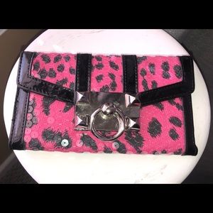 Betsey Johnson Hot Pink Sequin Leopard Wallet